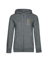 FOR PLEASURE MIT GOLDENEM BUCHSTABEN  DAMEN ZIPPED HOODIE | PERSONALISIERBAR MIT DEINEM EIGENEN PFERDE- ODER TIERNAMEN