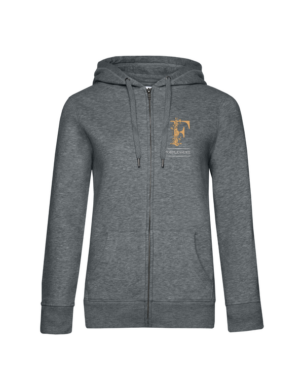 FOR PLEASURE MIT GOLDENEM BUCHSTABEN  DAMEN ZIPPED HOODIE | PERSONALISIERBAR MIT DEINEM EIGENEN PFERDE- ODER TIERNAMEN