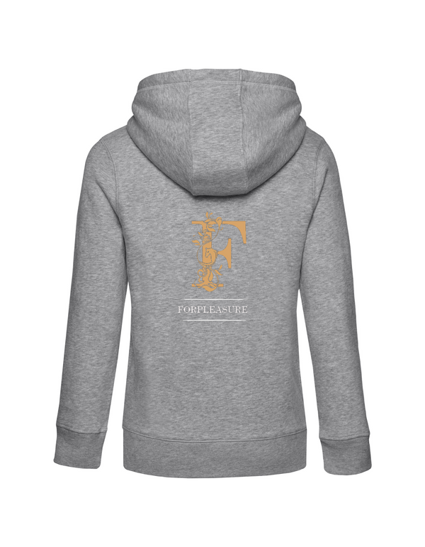 FOR PLEASURE MIT GOLDENEM BUCHSTABEN  DAMEN ZIPPED HOODIE | PERSONALISIERBAR MIT DEINEM EIGENEN PFERDE- ODER TIERNAMEN