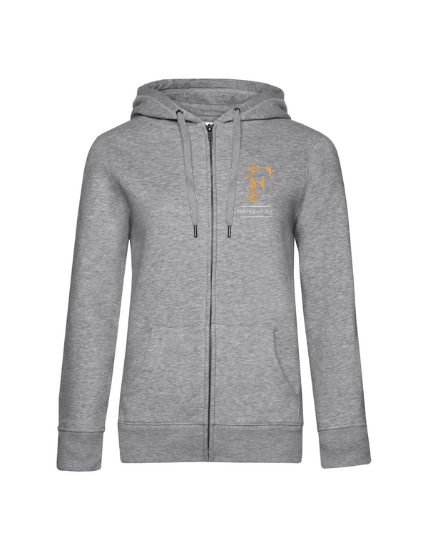 FOR PLEASURE MIT GOLDENEM BUCHSTABEN  DAMEN ZIPPED HOODIE | PERSONALISIERBAR MIT DEINEM EIGENEN PFERDE- ODER TIERNAMEN