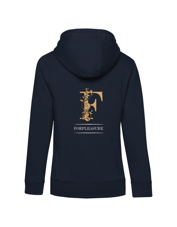 FOR PLEASURE MIT GOLDENEM BUCHSTABEN  DAMEN ZIPPED HOODIE | PERSONALISIERBAR MIT DEINEM EIGENEN PFERDE- ODER TIERNAMEN