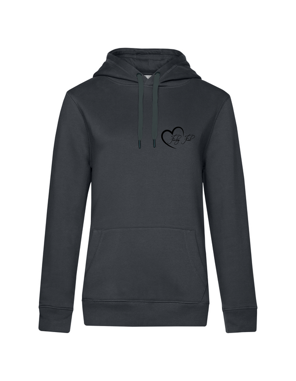 FUNKY FRED MIT HERZ DAMEN HOODIE | PERSONALISIERBAR MIT DEINEM EIGENEN PFERDE- ODER TIERNAMEN