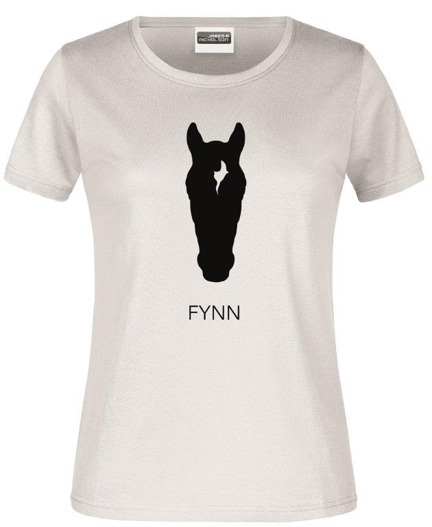 FYNN DAMEN T-SHIRT | PERSONALISIERBAR MIT DEINEM EIGENEN PFERDE- ODER TIERNAMEN & FOTO